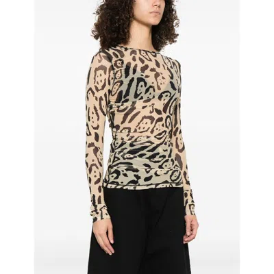 Sportmax Animalier Print Sheer Long Sleeve Top