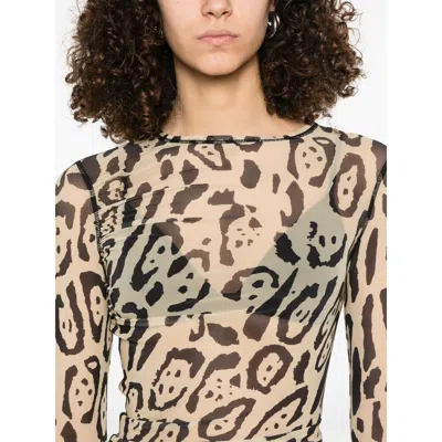 Sportmax Animalier Print Sheer Long Sleeve Top