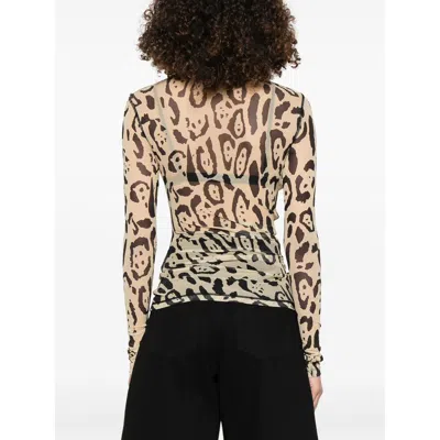 Sportmax Animalier Print Sheer Long Sleeve Top