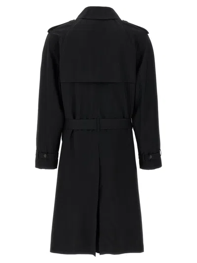 Fendi Trench Coat Wool Belted Waist In Black