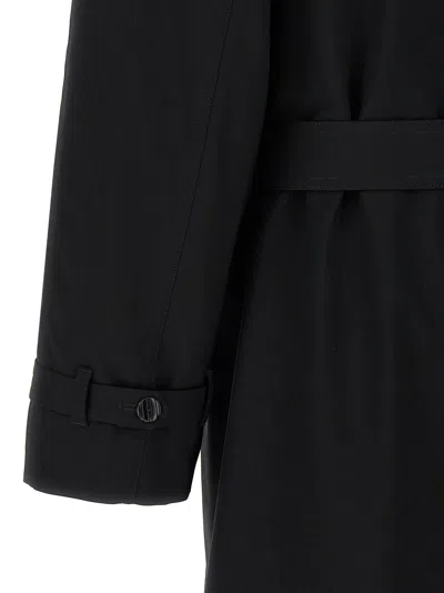 Fendi Trench Coat Wool Belted Waist In Black