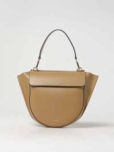 Wandler Structured Vitello Leather Shoulder Bag With Winged Sides In Beige
