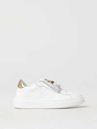 Elisabetta Franchi La Mia Bambina Tassel-embellished Leather Sneakers In ホワイト