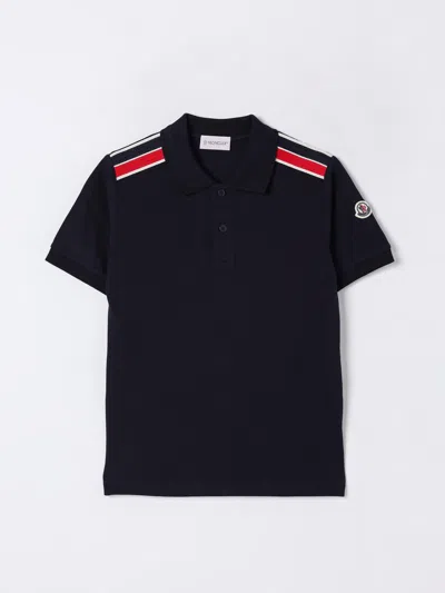 Moncler Polo En Piqué De Coton In ネイビー