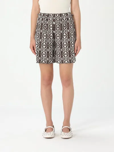 Max Mara Taiga Monogram Cotton Flared Shorts In ブラウン