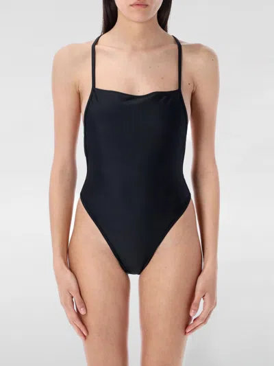 Marine Serre Stretch Nylon Swimsuit Cross-back Design In ブラック