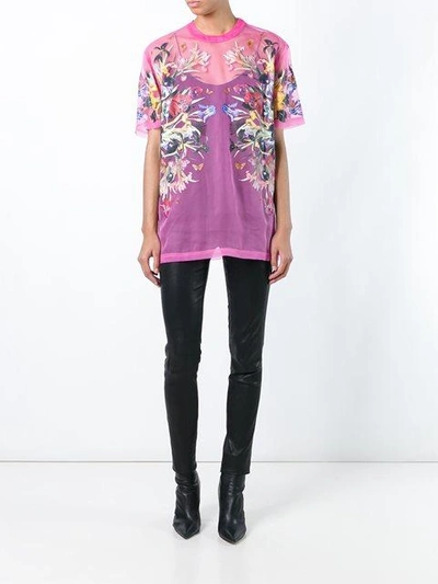 Shop Givenchy Floral Print Sheer T-shirt