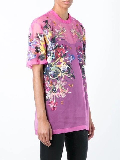 Shop Givenchy Floral Print Sheer T-shirt