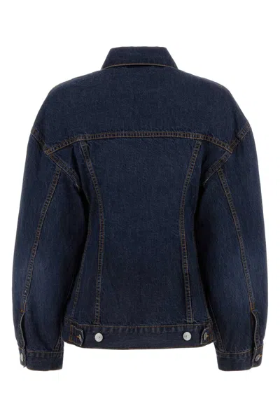 Balenciaga Denim Jacket With Adjustable Waist And Multiple Pockets In Blue