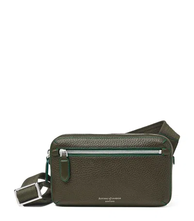 Aspinal Of London Mens Forestgreen Reporter Compact Grained-leather Messenger Bag In Green