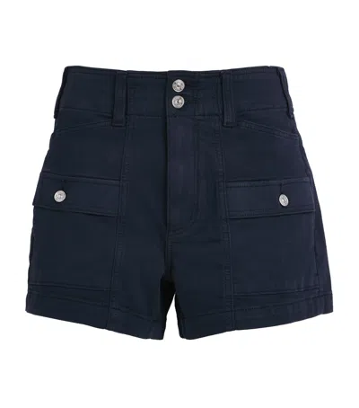 Paige Womens Olivia Patch-pocket Stretch-cotton Cargo Short Vintage Navy Seascape