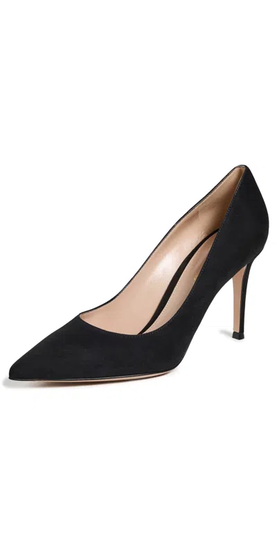 Gianvito Rossi Black Leather Suede Pumps In Black