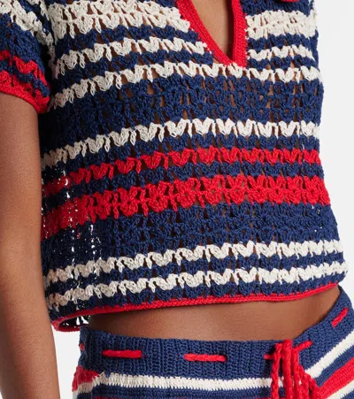 Anna Kosturova Crochet Cotton Crop Top In Multicoloured