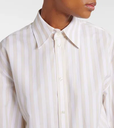 Saint Laurent Beige Striped Shirt In Neutral