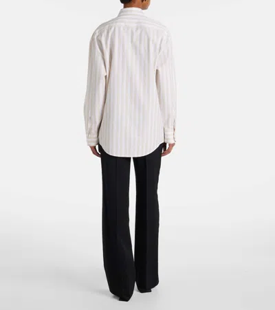 Saint Laurent Beige Striped Shirt In Neutral