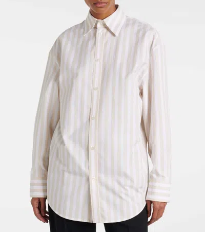 Saint Laurent Beige Striped Shirt In Neutral
