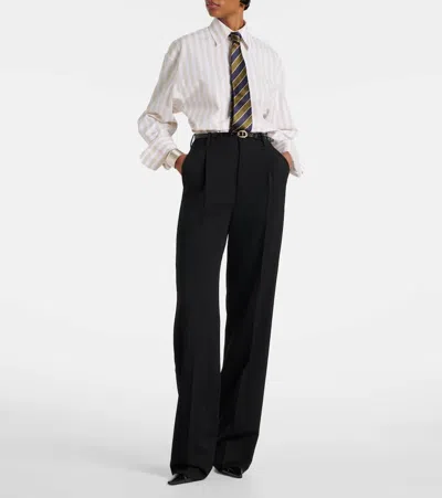 Saint Laurent Beige Striped Shirt In Neutral