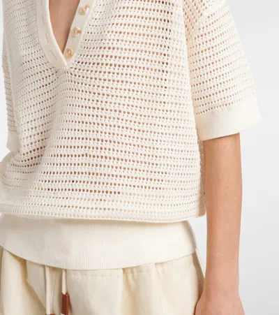 Varley Callie Open-knit Top In Egret