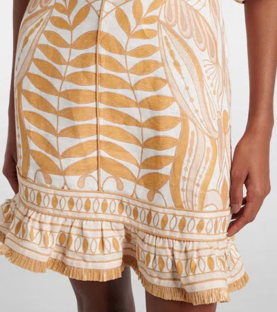 Farm Rio Off-white Lace Nature Lenzing Ecovero Euroflax Mini Dress In Lace Nature Off-white