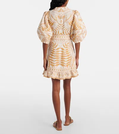 Farm Rio Off-white Lace Nature Lenzing Ecovero Euroflax Mini Dress In Lace Nature Off-white