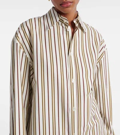 Saint Laurent Cassandre Striped Cotton Poplin Shirt In Multicoloured