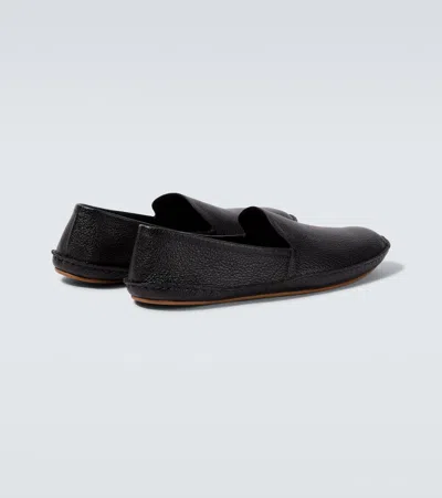 The Row Black Vasko Slip On Loafers In Black