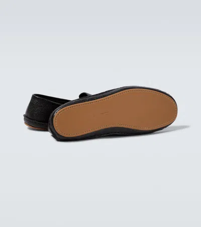 The Row Black Vasko Slip On Loafers In Black