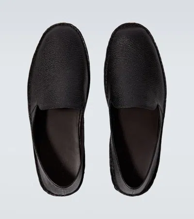 The Row Black Vasko Slip On Loafers In Black