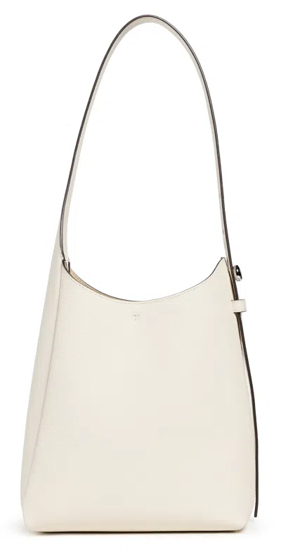 Tory Burch Small Romy Pebble Leather Hobo Bag In Light Cream
