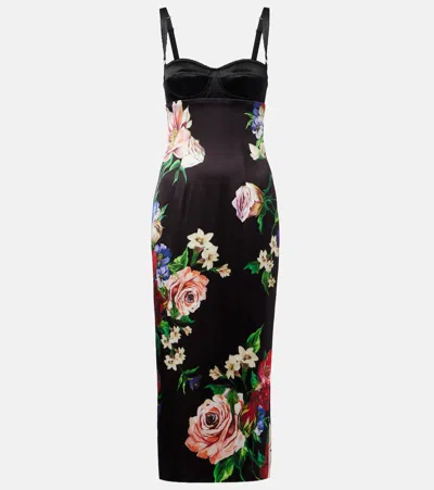 Dolce & Gabbana Printed Stretch Viscose Blent Dress In Black