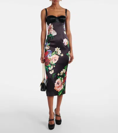 Dolce & Gabbana Printed Stretch Viscose Blent Dress In Black