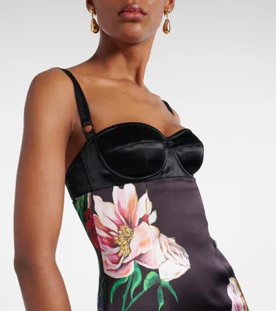 Dolce & Gabbana Printed Stretch Viscose Blent Dress In Black