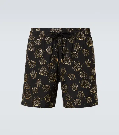 Vilebrequin Turtle Embroidered Moopea Swim Shorts In Black