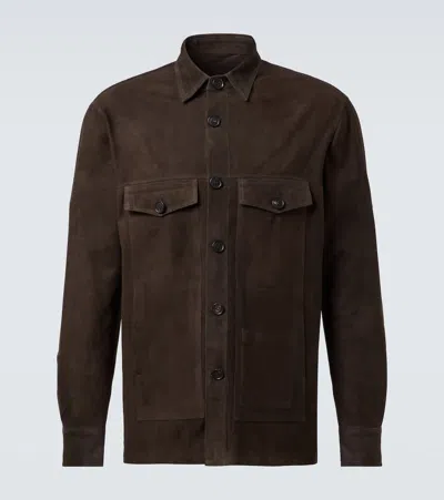 Thom Sweeney Suede Field Jacket In Brown