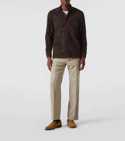Thom Sweeney Suede Field Jacket In Brown