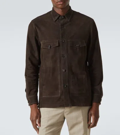 Thom Sweeney Suede Field Jacket In Brown