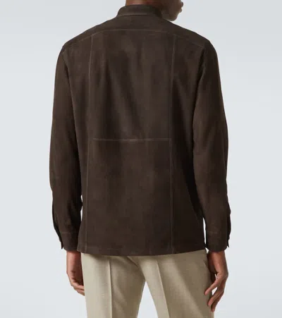 Thom Sweeney Suede Field Jacket In Brown