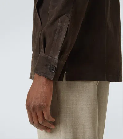 Thom Sweeney Suede Field Jacket In Brown