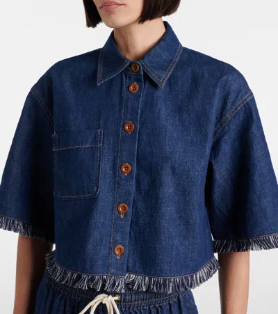 Zimmermann Indigo Denim Shirt With Classic Collar In Blue
