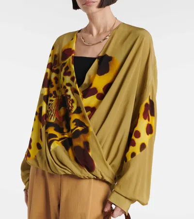 Dries Van Noten Orchid Print Blouse In Viscose In Multicolor
