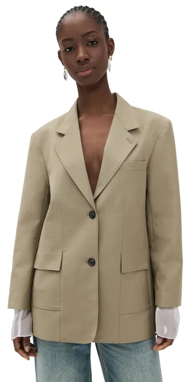 Simonett Structured Sheer Cuff Blazer Khaki In Khaki