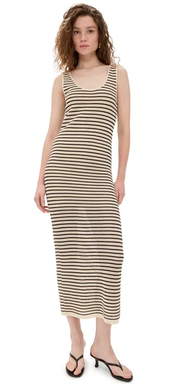 Rag & Bone Zoey Stripe Open Knit Maxi Tank Dress In Beige Multi