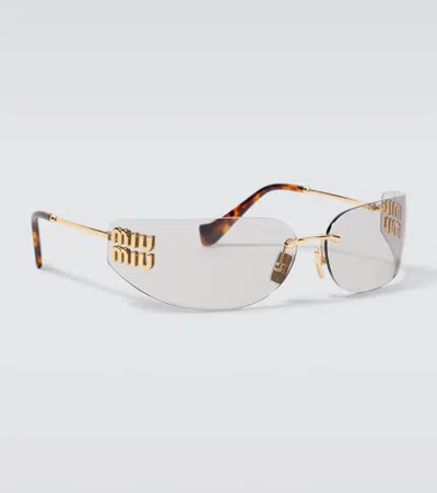 Miu Miu Ovale Sonnenbrille In Grau