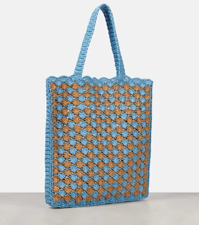 Prada Two-tone Raffia Shopping Bag In Gold