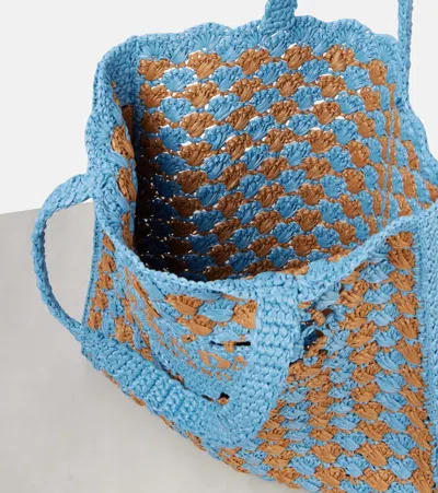 Prada Two-tone Raffia Shopping Bag In Gold