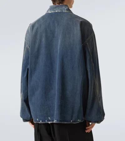 Balenciaga Denim Jacket With Used Effect Casual Jackets And Parka Blue