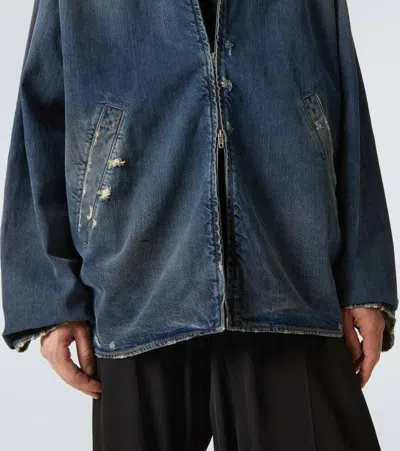 Balenciaga Denim Jacket With Used Effect Casual Jackets And Parka Blue