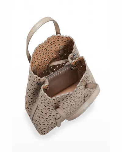 Alaïa Mina 20 Tote Bag In Vienne Wave Perforated Leather In White