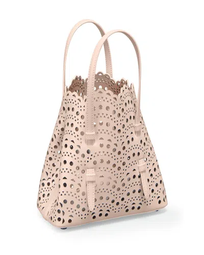 Alaïa Mina 20 Tote Bag In Vienne Wave Perforated Leather In White