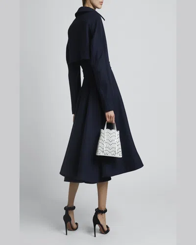 Alaïa Mina 20 Tote Bag In Vienne Wave Perforated Leather In White